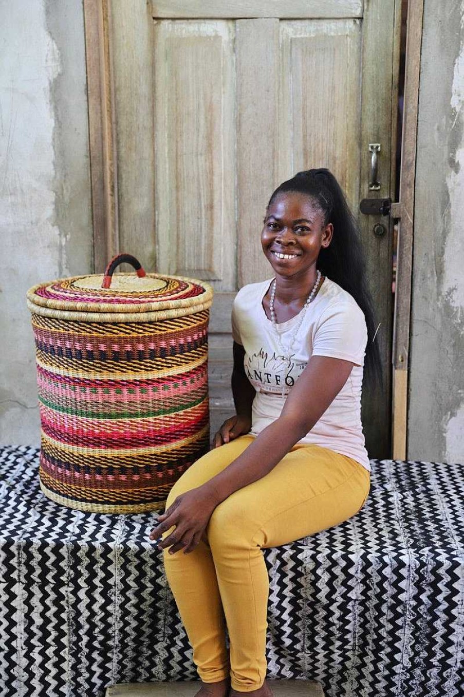 Bathroom + Laundry Baba Tree | Laundry Basket With Lid (Medium) By Mercy Adoliberiga