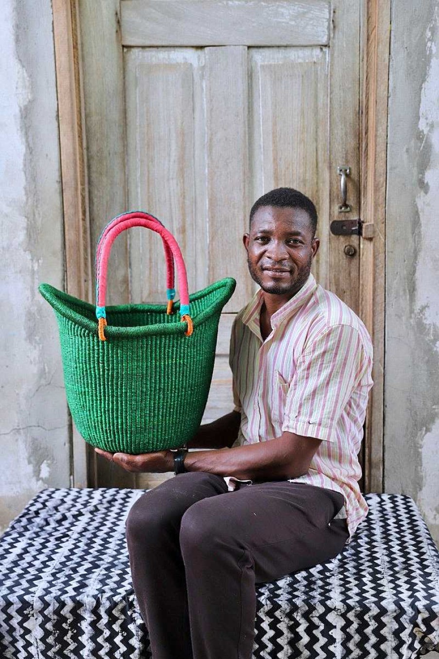 Shopping Baskets Baba Tree | Dip Dyed Nyariga Basket (Large) By Sampson "Action" Adombillah