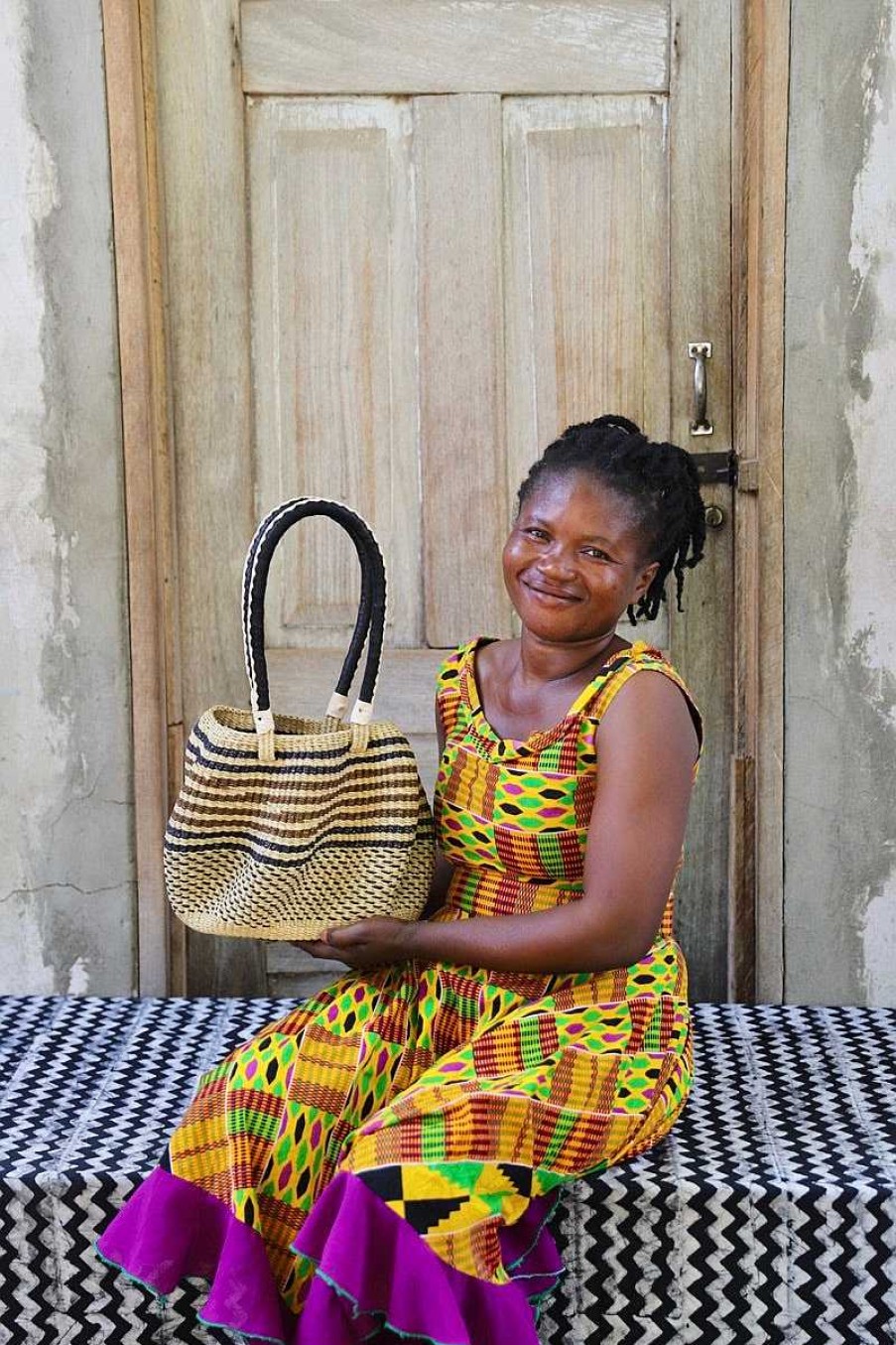 Basket Bags Baba Tree | Stay Flow Deluxe Woven Handbag (Large) By Anamolika Azure