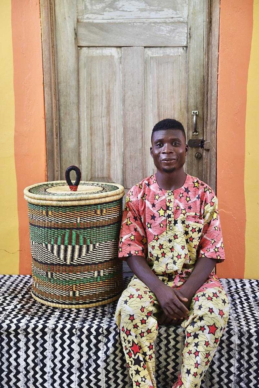 Bathroom + Laundry Baba Tree | Laundry Basket With Lid (Medium) By Bukari Aberiga Nyaaba