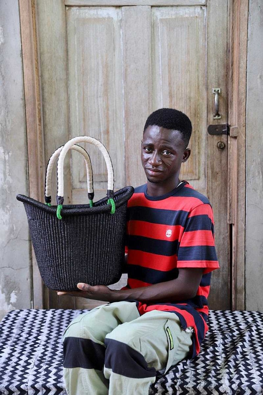 Shopping Baskets Baba Tree | Dip Dyed Nyariga Basket (Small) By Harrison Akubire
