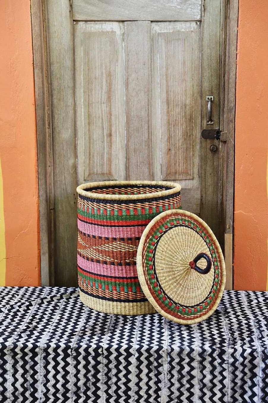 Bathroom + Laundry Baba Tree | Laundry Basket With Lid (Medium) By Bukari Aberiga Nyaaba