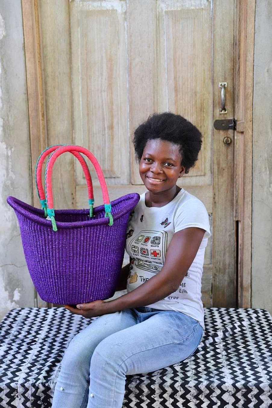 Shopping Baskets Baba Tree | Dip Dyed Nyariga Basket (Large) By Lamisi Ayine