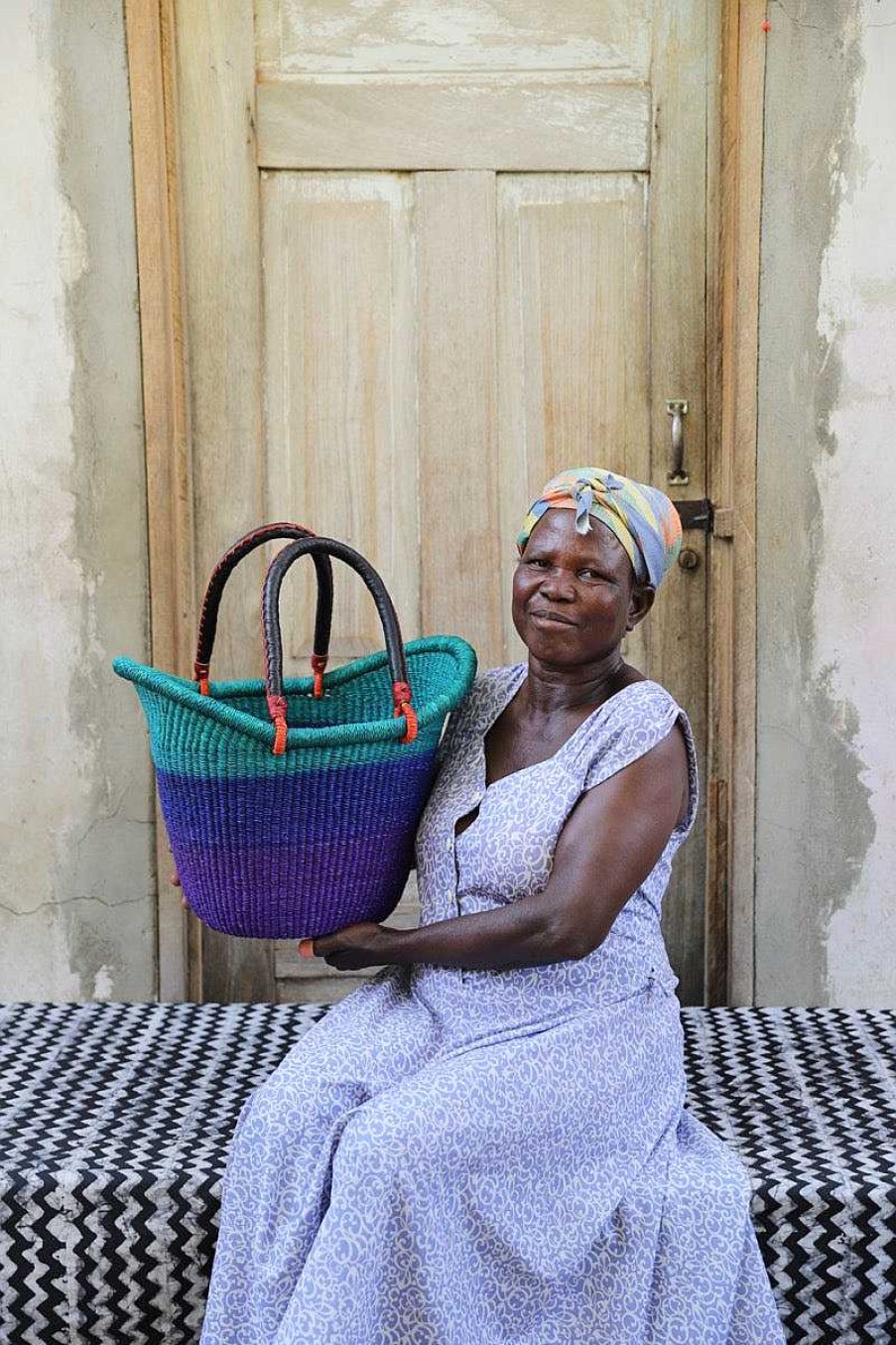 Shopping Baskets Baba Tree | Dip Dyed Nyariga Basket (Large) By Nyaamah Ayinebillah