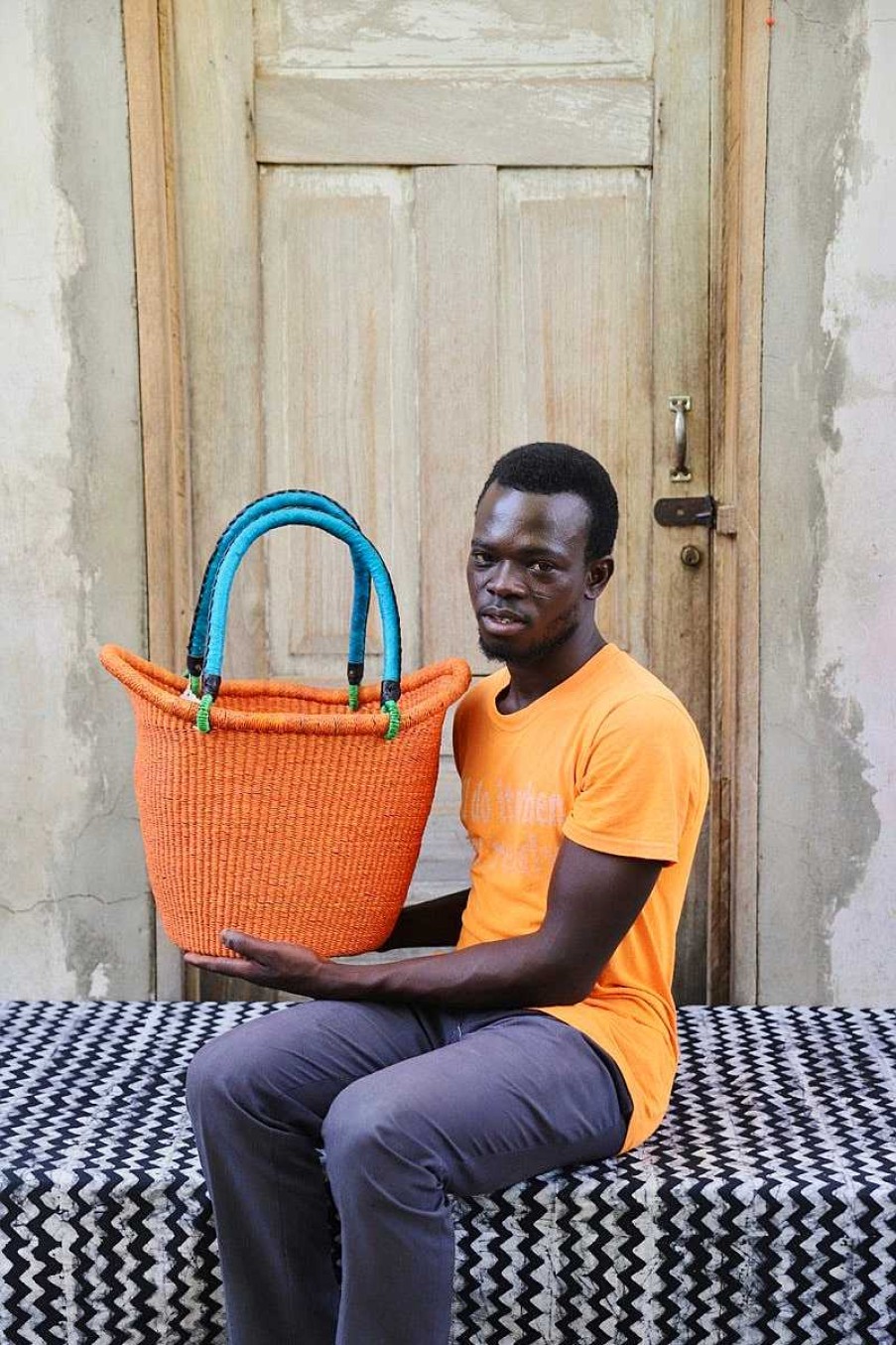 Shopping Baskets Baba Tree | Dip Dyed Nyariga Basket (Large) By Kwame Ayine