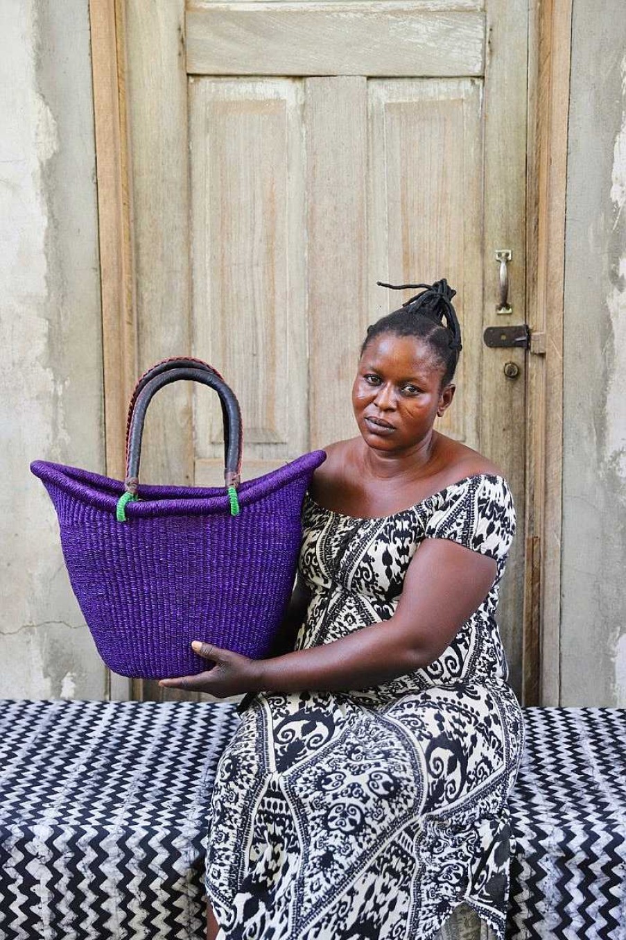 Shopping Baskets Baba Tree | Dip Dyed Nyariga Basket (Large) By Imoro Monica