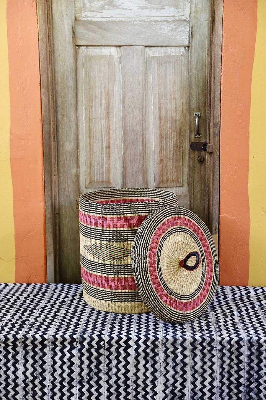 Bathroom + Laundry Baba Tree | Laundry Basket With Lid (Medium) By Bukari Aberiga Nyaaba