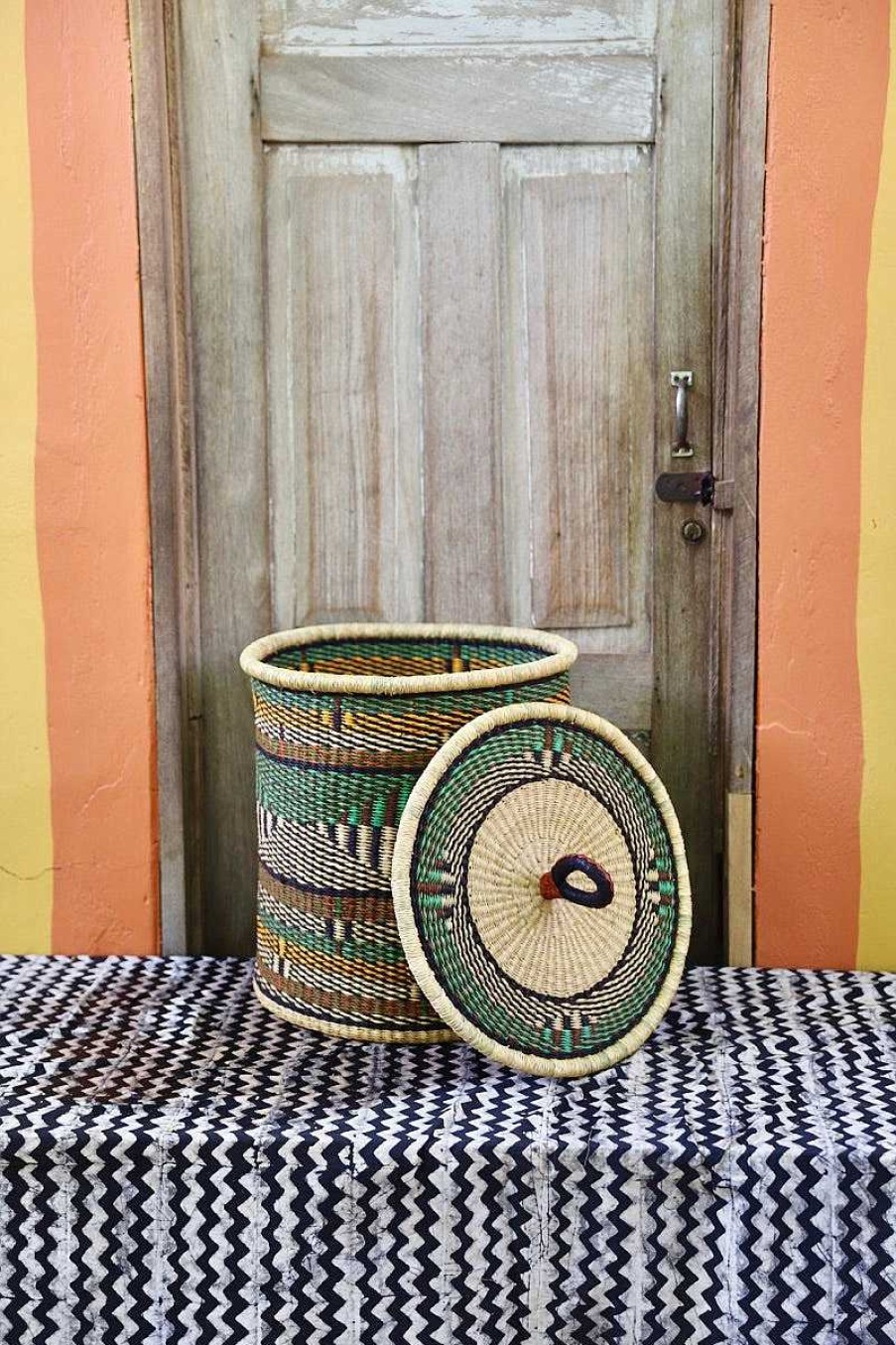 Bathroom + Laundry Baba Tree | Laundry Basket With Lid (Medium) By Bukari Aberiga Nyaaba