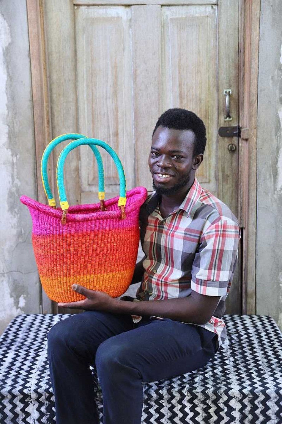 Shopping Baskets Baba Tree | Dip Dyed Nyariga Basket (Large) By Kwame Ayine