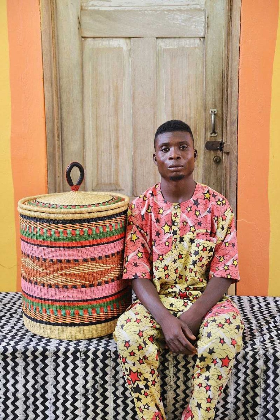 Bathroom + Laundry Baba Tree | Laundry Basket With Lid (Medium) By Bukari Aberiga Nyaaba
