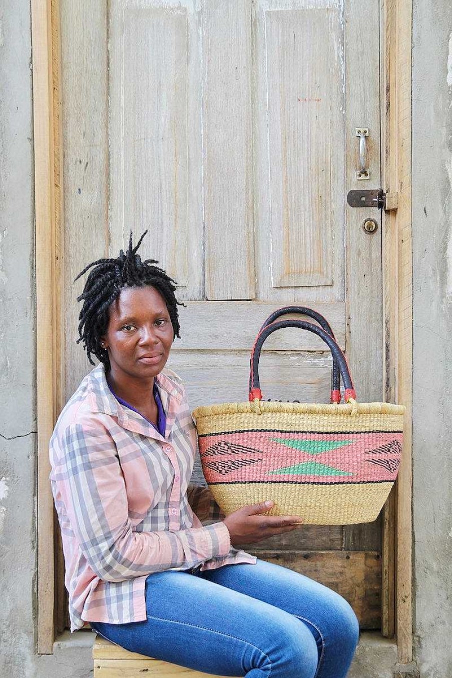 Shopping Baskets Baba Tree | Oval Basket (Medium) By Jemimah "10Cows" Akolgo